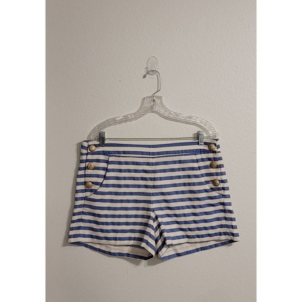 Dalia Striped Sailor Shorts w/ Gold Buttons Sz 12